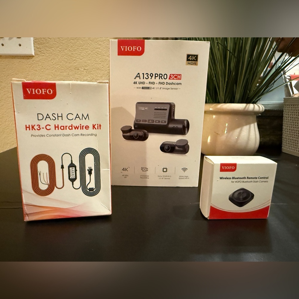VIOFO A139 PRO 3CH 4K UHD Dash Cam Bundle (Hardwire Kit + Bluetooth Remote)